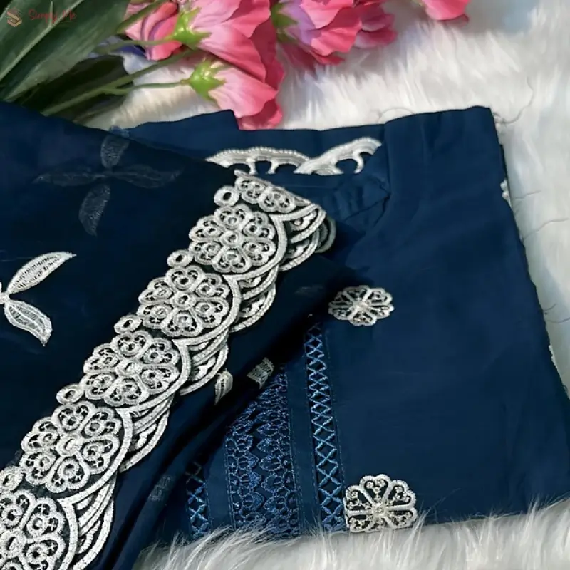 Gorgeous Cotton Laser Cut Threepiece- Sea Green