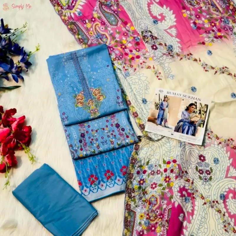 Flat Sale at Ruhay sukan Pakistani Inspired Cotton Threepiece